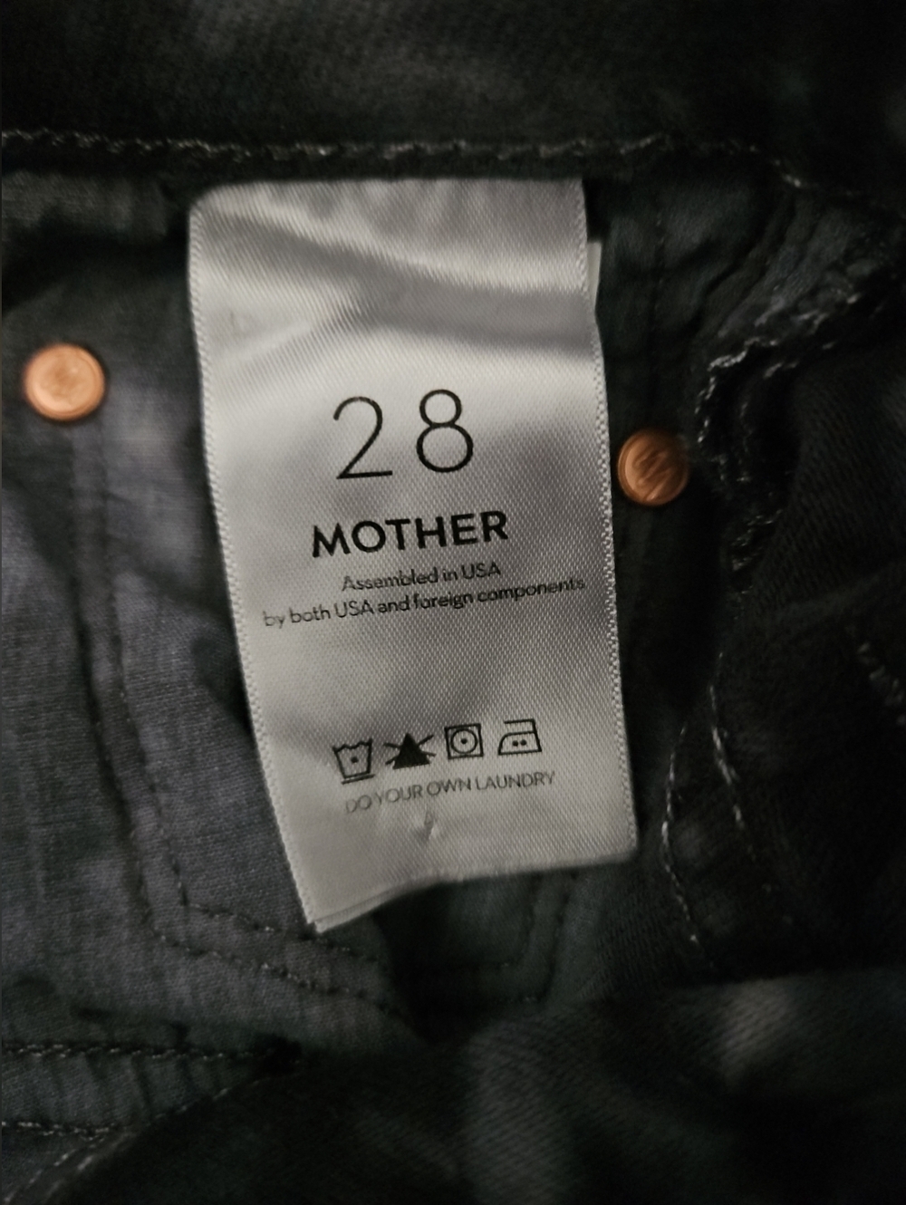 MOTHER Winding Paths Skinny Jeans Black White Tie Dye High Rise 28 NWT. - Picture 4 of 7